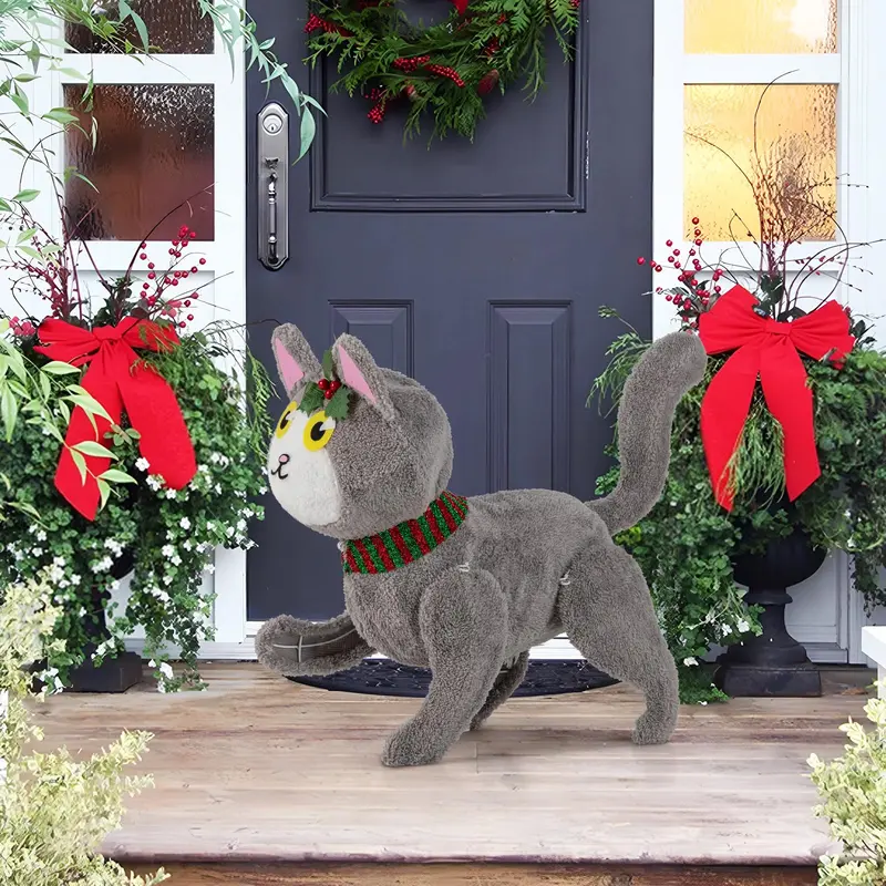 GoPlus beleuchtete Weihnachtskatze, Indoor- und Outdoor-Katzen-Dekoration mit 88 LED-Leuchten 2