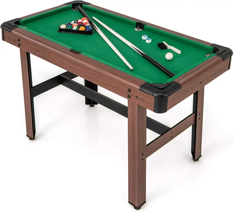 Goplus Billardtisch, 122 cm (48 Zoll), Holz-Billardtisch mit 2 Queues, 16 Kugeln, 2 Kreiden, Dreieck und Bürste
