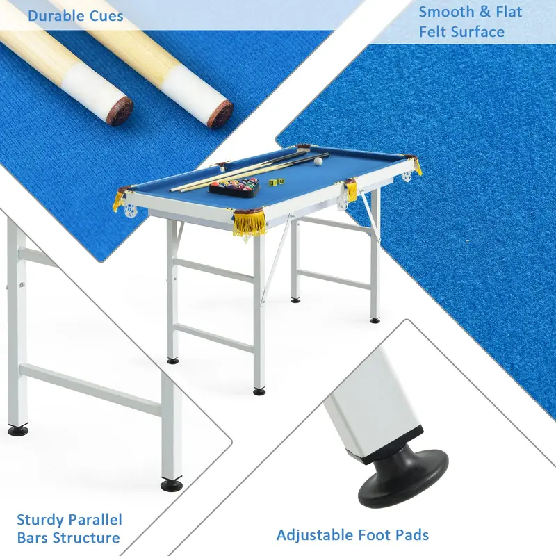 GoPlus Billardtisch, 122 cm (48 Zoll), klappbar, tragbar, kompakt zusammenklappbar