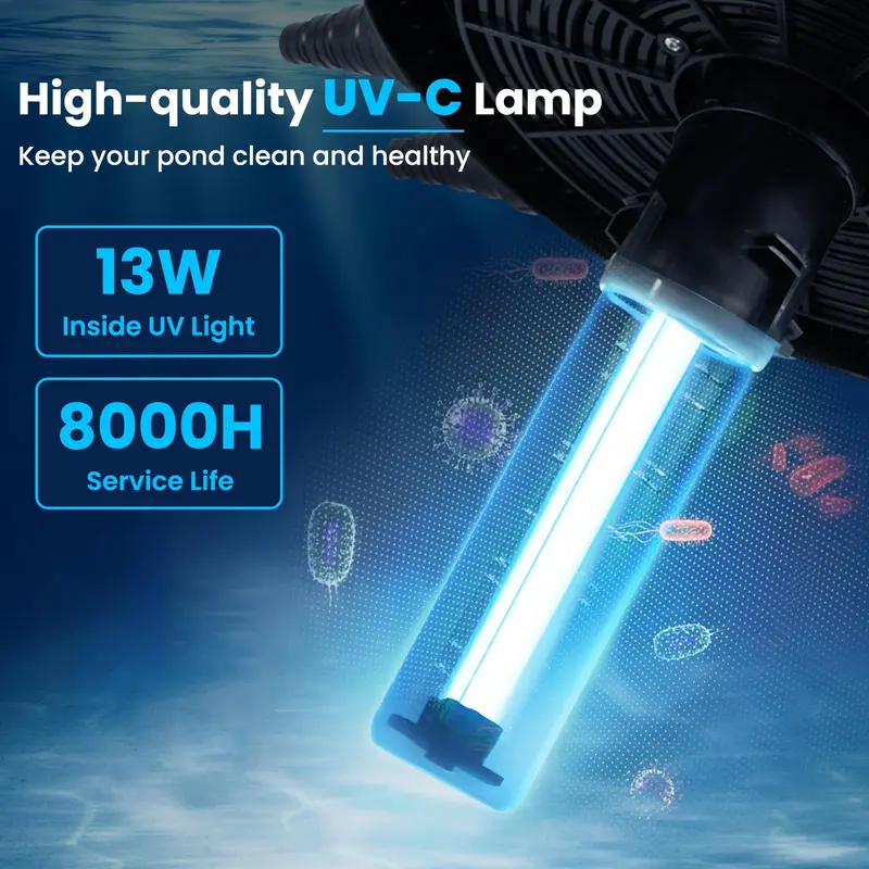 GoPlus Bio-Druckteichfilter mit 13 W UV-C-Lampe, 2642 GPH Teichfiltersystem mit Bio-Kugeln