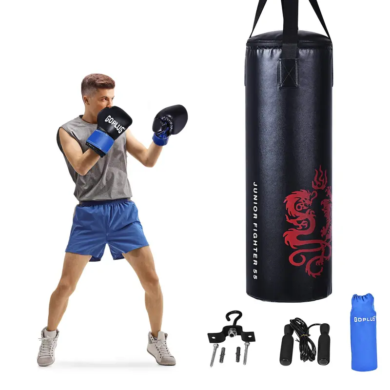 GoPlus Boxsack-Set mit Handschuhen, 40 lbs gefüllter Kickbox-Sack, Rucksack und Springseil