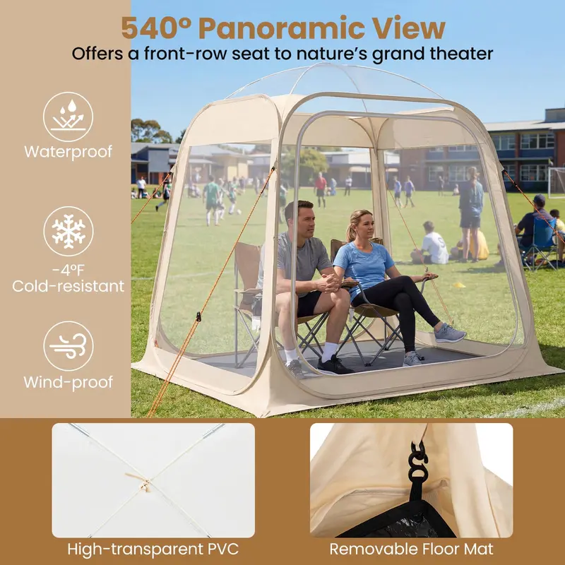 Goplus Bubble-Zelt für Sport und Freizeit, 215 x 215 x 195 cm, wetterfest, für 2–4 Personen
