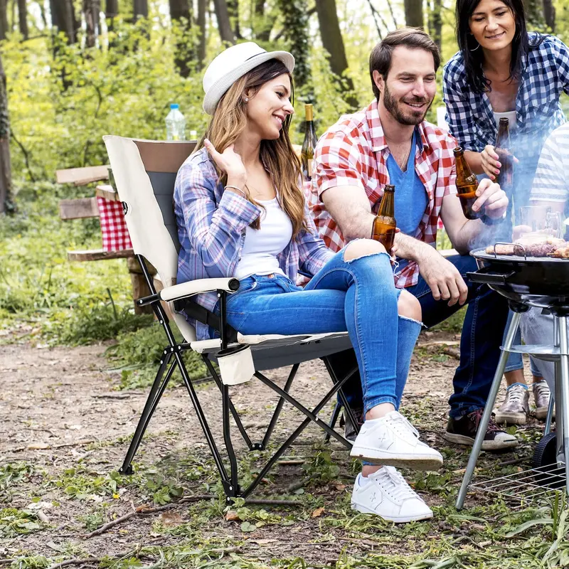 GoPlus Campingstühle, tragbarer Strandstuhl mit Lendenwirbel-Stütze, klappbarer Stuhl für Outdoor-Aktivitäten wie Angeln, Wandern und Picknick 2