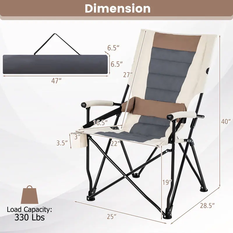 GoPlus Campingstühle, tragbarer Strandstuhl mit Lendenwirbel-Stütze, klappbarer Stuhl für Outdoor-Aktivitäten wie Angeln, Wandern und Picknick