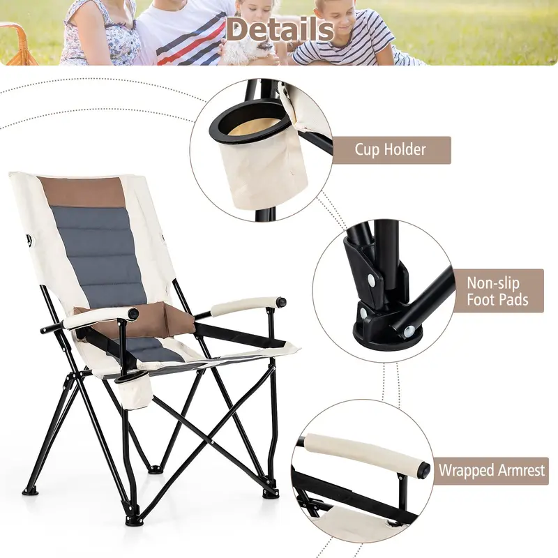 GoPlus Campingstühle, tragbarer Strandstuhl mit Lendenwirbel-Stütze, klappbarer Stuhl für Outdoor-Aktivitäten wie Angeln, Wandern und Picknick