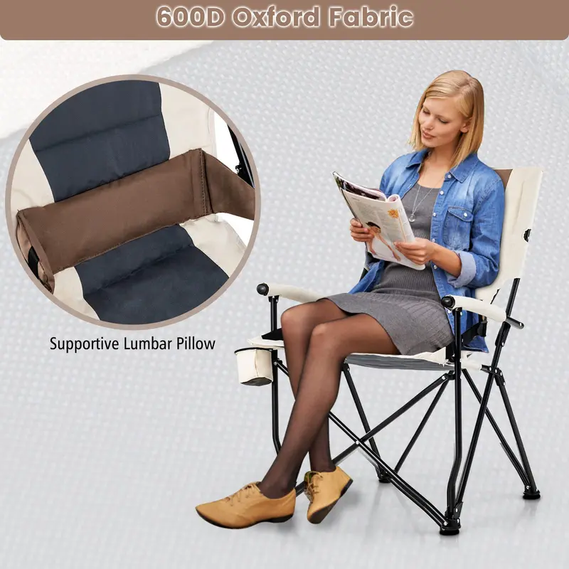 GoPlus Campingstühle, tragbarer Strandstuhl mit Lendenwirbel-Stütze, klappbarer Stuhl für Outdoor-Aktivitäten wie Angeln, Wandern und Picknick