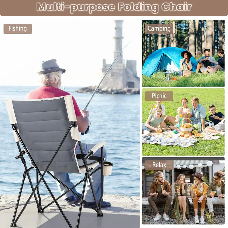 GoPlus Campingstühle, tragbarer Strandstuhl mit Lendenwirbel-Stütze, klappbarer Stuhl für Outdoor-Aktivitäten wie Angeln, Wandern und Picknick