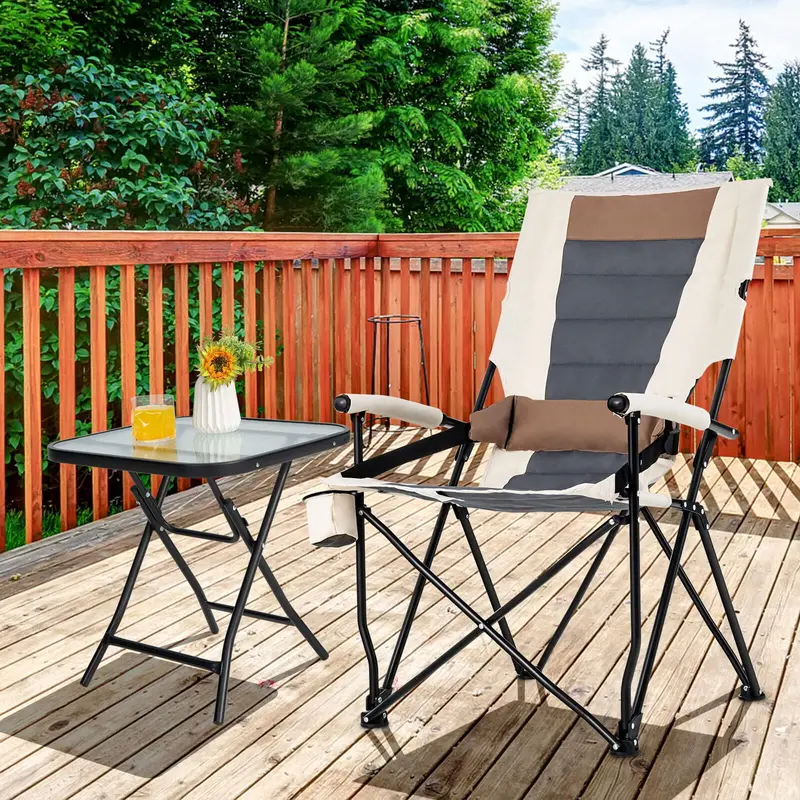 GoPlus Campingstühle, tragbarer Strandstuhl mit Lendenwirbel-Stütze, klappbarer Stuhl für Outdoor-Aktivitäten wie Angeln, Wandern und Picknick