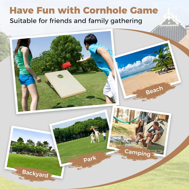 GoPlus Cornhole-Spielbrett aus massivem Holz inkl. 8 Säckchen