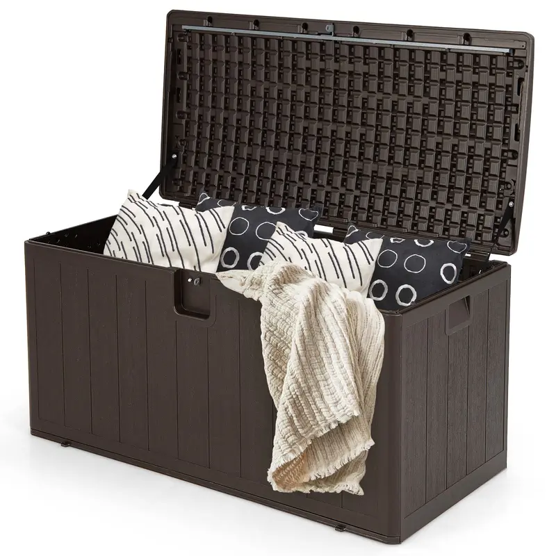 GoPlus Deckbox mit 397 Liter Fassungsvermögen – Extra große Aufbewahrungsbox aus Kunstharz mit abschließbarem Deckel für Kissen und Gartenmöbel
