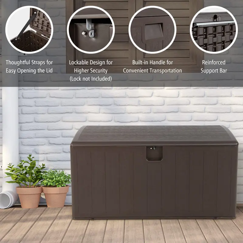GoPlus Deckbox mit 397 Liter Fassungsvermögen – Extra große Aufbewahrungsbox aus Kunstharz mit abschließbarem Deckel für Kissen und Gartenmöbel