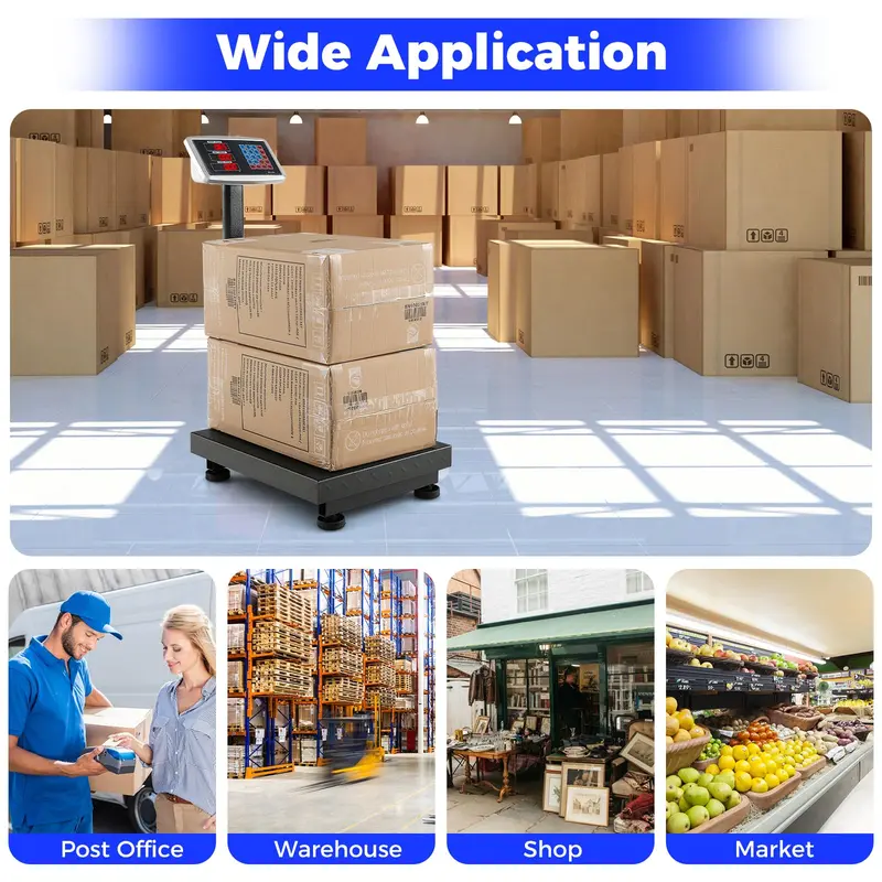 GoPlus-Digitale Plattformwaage mit 300 kg Tragkraft, professionelle elektronische Postwaage mit Preisberechnungsfunktion für lb/kg