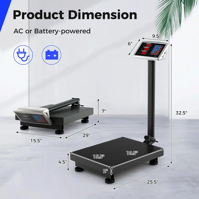 GoPlus-Digitale Plattformwaage mit 300 kg Tragkraft, professionelle elektronische Postwaage mit Preisberechnungsfunktion für lb/kg