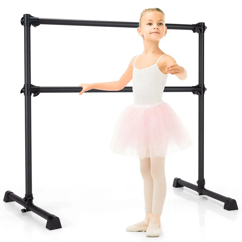 Goplus Doppel-Ballettstange, tragbare freistehende Tanzstange (122 cm), höhenverstellbar von 18 cm bis 117 cm