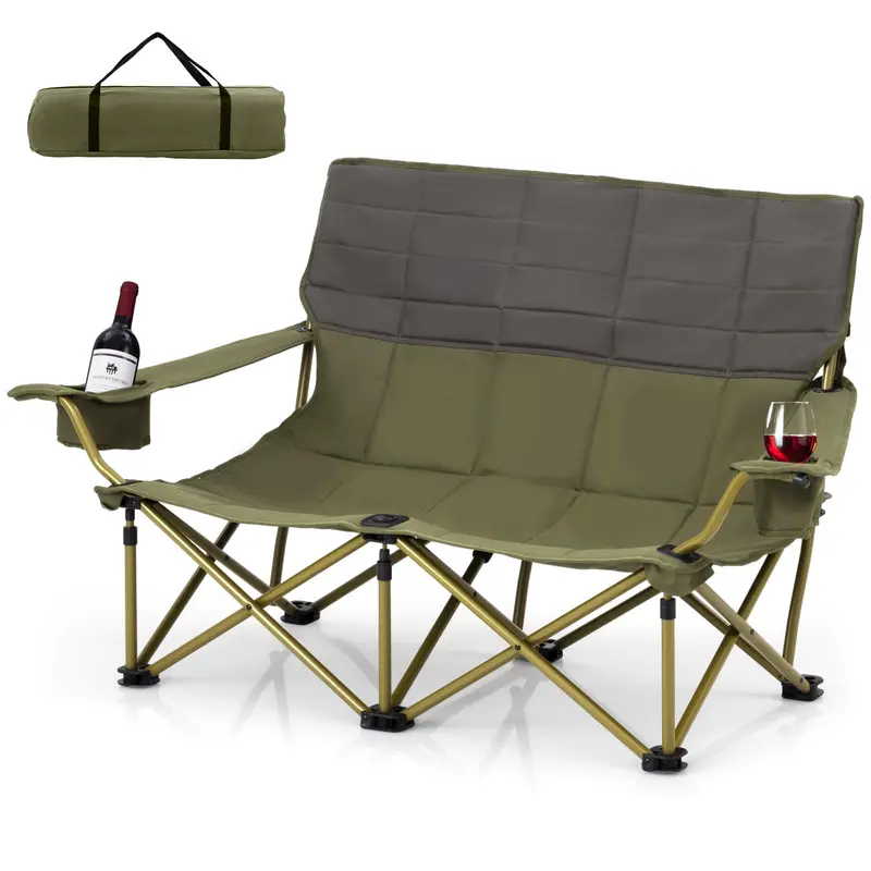 Goplus Doppel-Campingstuhl für Erwachsene, klappbares Outdoor-Loveseat-Campingsofa (2-Personen-Sitz)