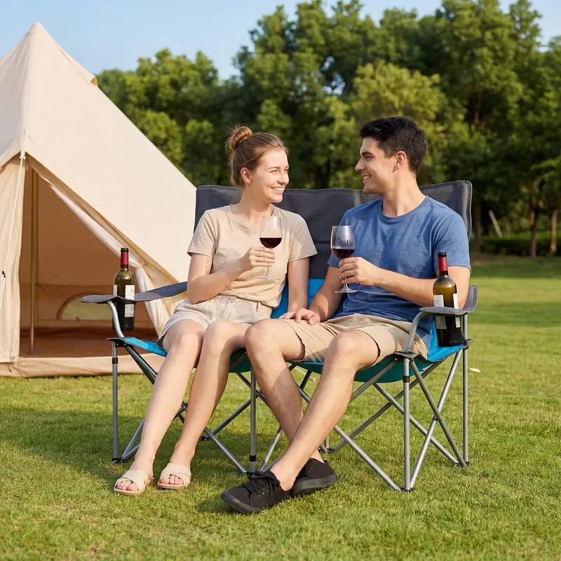 Goplus Doppel-Campingstuhl, klappbare Campingcouch 2