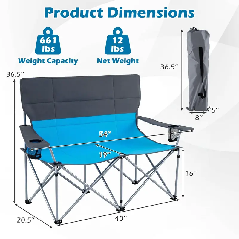Goplus Doppel-Campingstuhl, klappbare Campingcouch