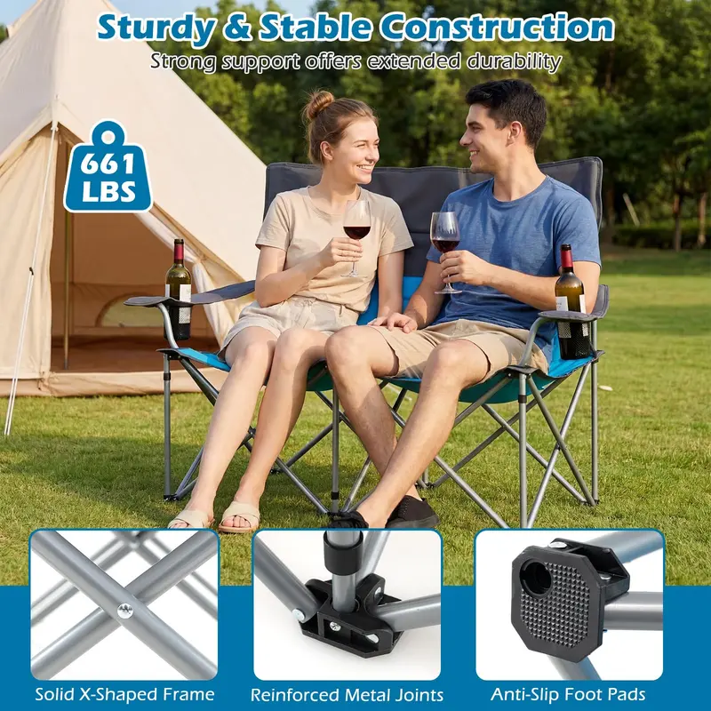 Goplus Doppel-Campingstuhl, klappbare Campingcouch