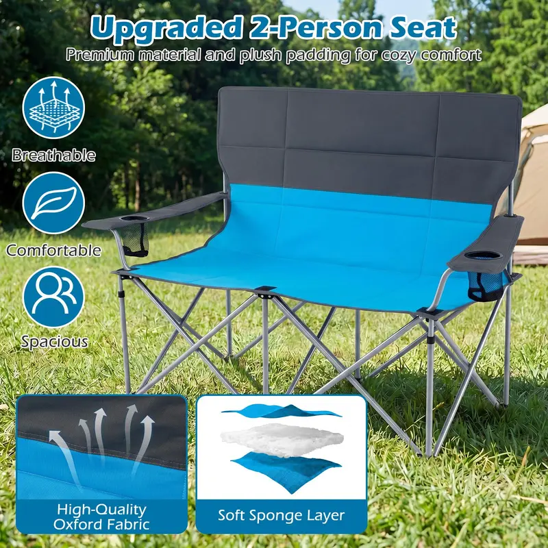 Goplus Doppel-Campingstuhl, klappbare Campingcouch