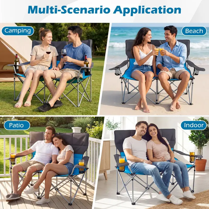 Goplus Doppel-Campingstuhl, klappbare Campingcouch