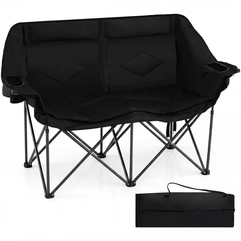 GoPlus Doppel-Campingstuhl mit Getränkehaltern, Glasablagen und Mesh-Taschen