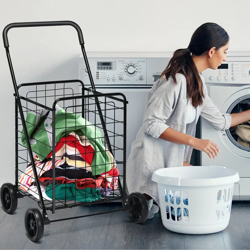 GoPlus Einkaufswagen für Lebensmittel, robustes Einkaufswagen-Modell mit Rädern und Klappfunktion