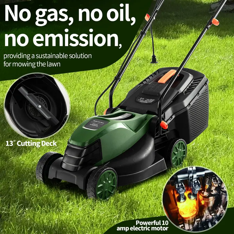 Goplus Elektrischer Rasenmäher, 2-in-1 vielseitiger Netzbetriebener Rasenmäher, 10-A-Motor, 33 cm Schnittbreite