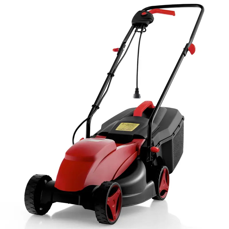 GoPlus Elektrischer Rasenmäher, 2-in-1-Vielseitiger Netzmäher mit 12-A-Motor und 35,6-cm-Schneidbreite