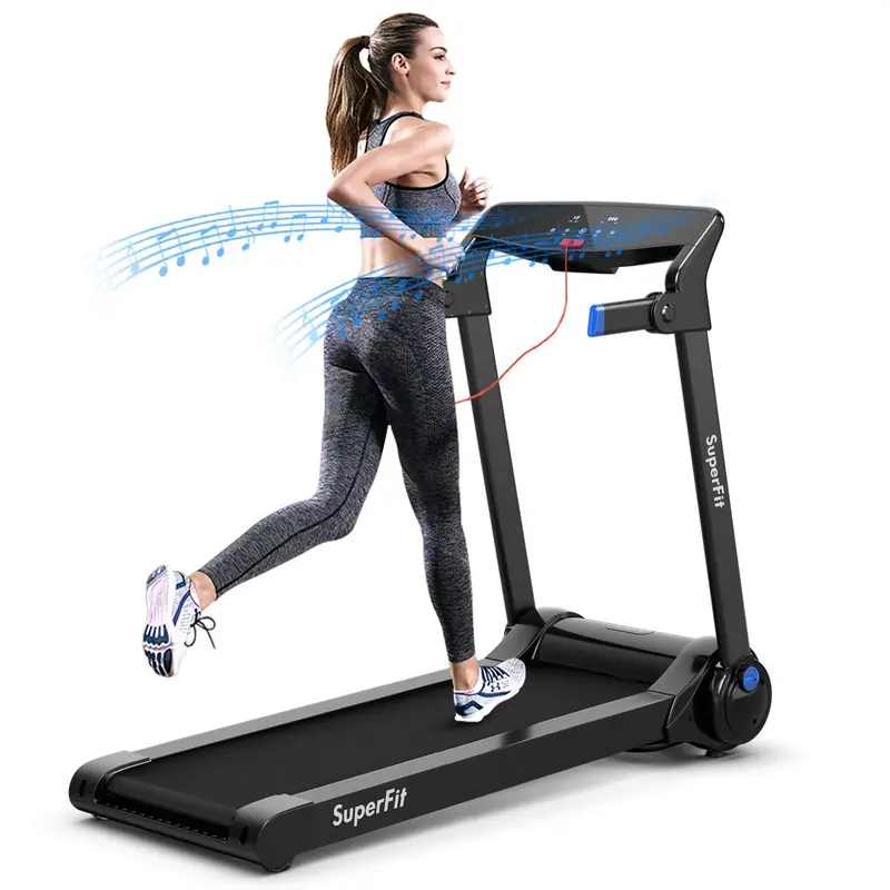 Goplus Elektrisches Klapp-Laufband mit 3 PS, APP-Steuerung, Bluetooth-Lautsprecher und HD-Touchscreen