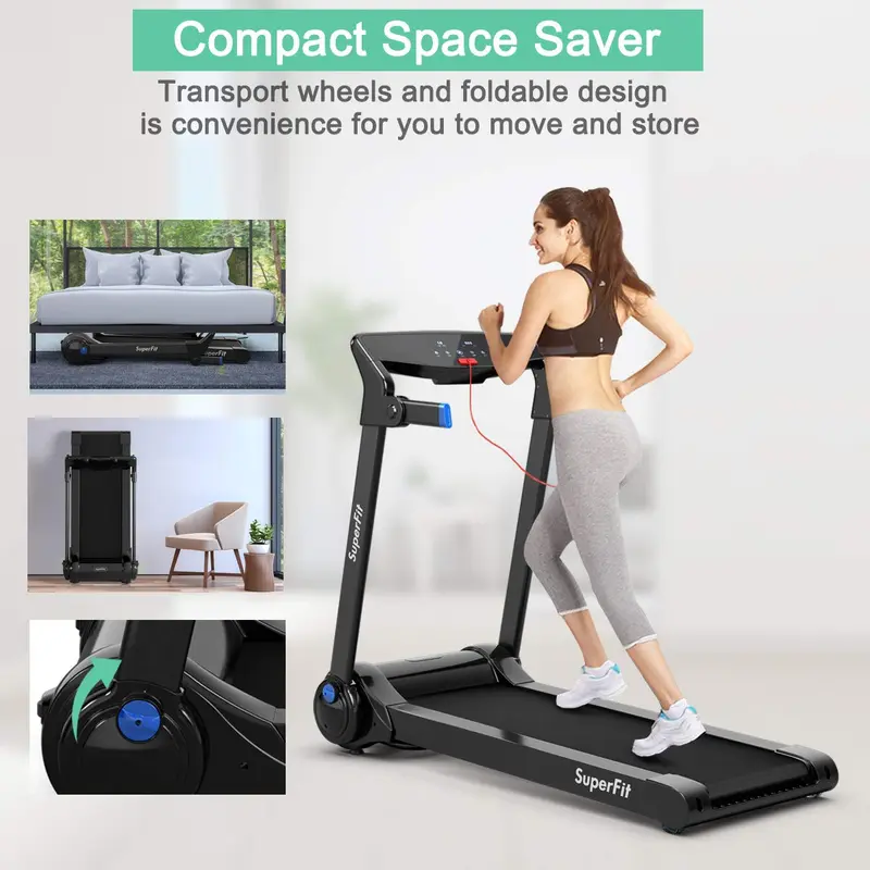Goplus Elektrisches Klapp-Laufband mit 3 PS, APP-Steuerung, Bluetooth-Lautsprecher und HD-Touchscreen 2