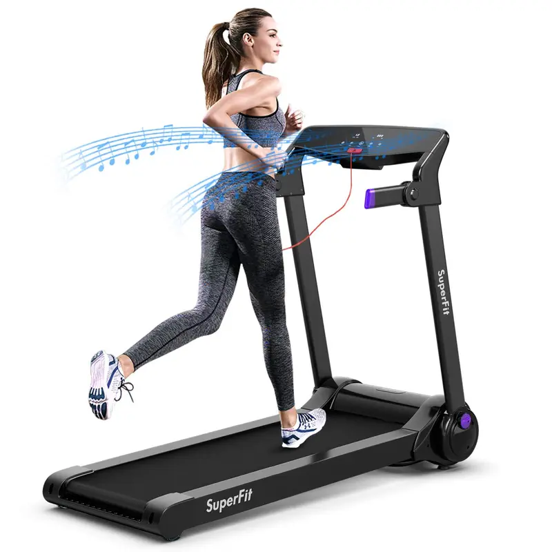 Goplus Elektrisches Klapp-Laufband mit 3 PS, APP-Steuerung, Bluetooth-Lautsprecher und HD-Touchscreen