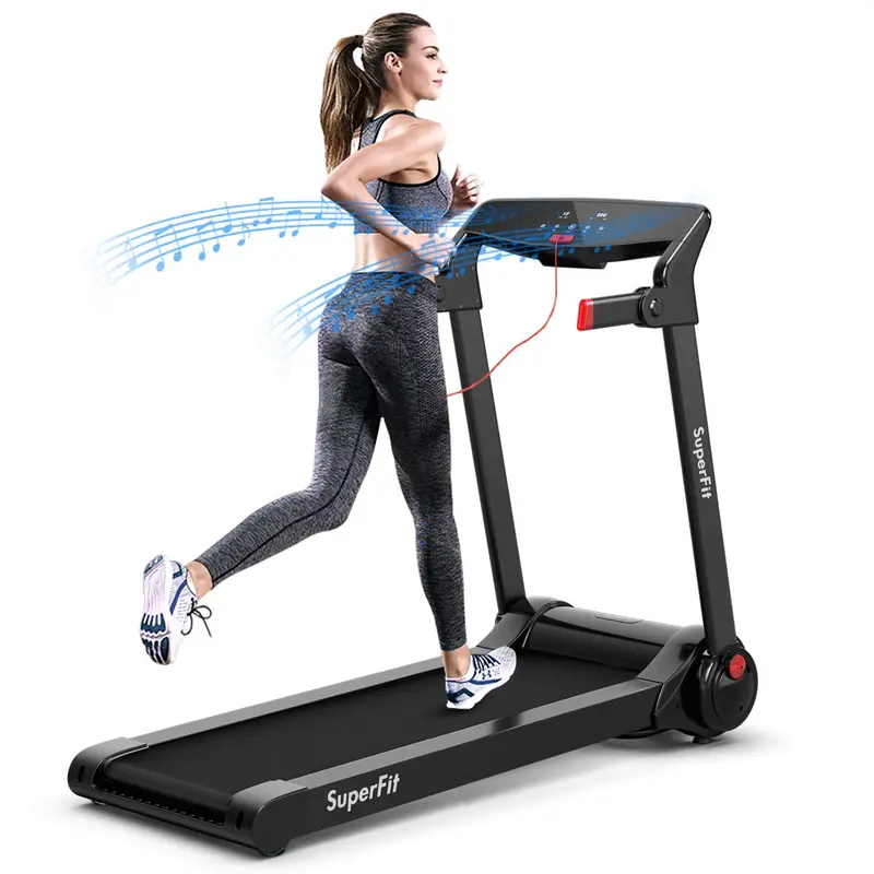 Goplus Elektrisches Klapp-Laufband mit 3 PS, APP-Steuerung, Bluetooth-Lautsprecher und HD-Touchscreen