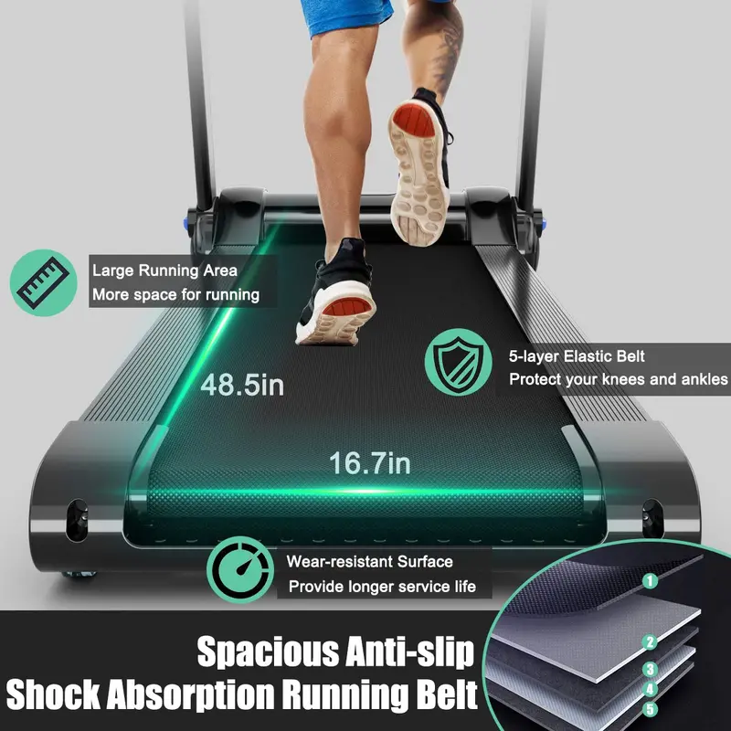 Goplus Elektrisches Klapp-Laufband mit 3 PS, APP-Steuerung, Bluetooth-Lautsprecher und HD-Touchscreen