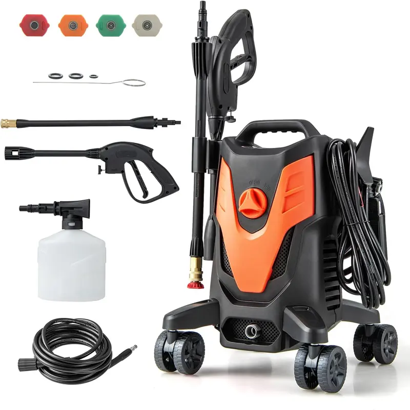 GoPlus Elektro-Hochdruckreiniger, 2400 PSI / 1,7 GPM mit 4 Schnellwechsel-Düsen und universellen Rädern