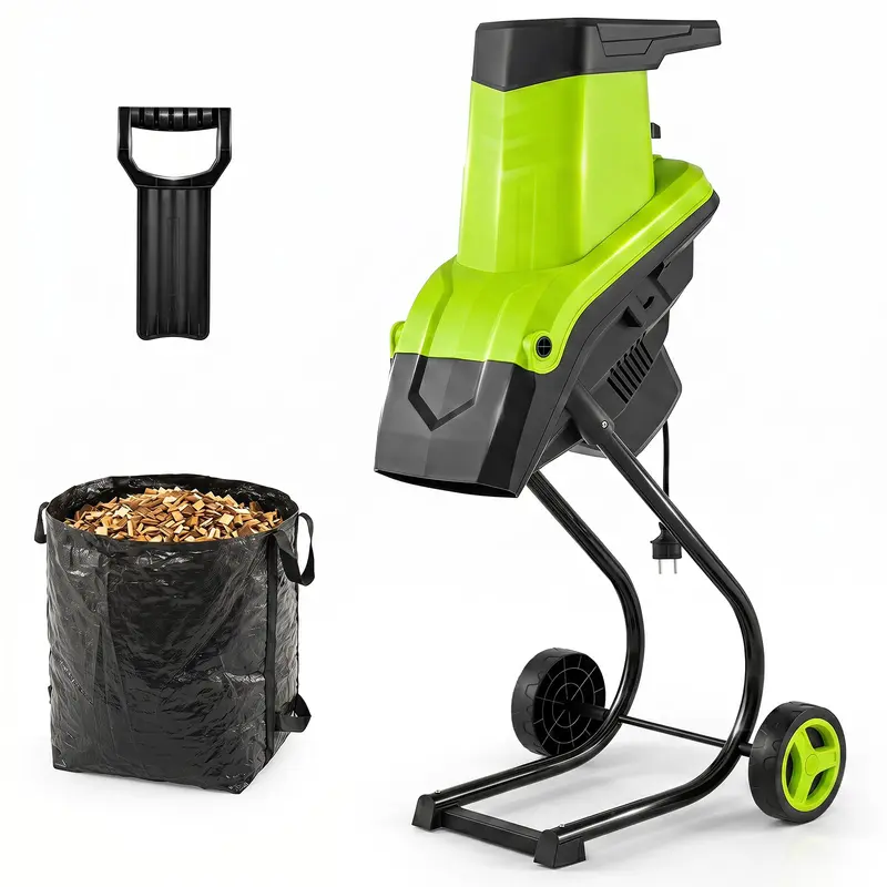 Goplus Elektro-Holzhäcksler und -Shredder mit 15 A, inkl. 50-L-Auffangbeutel und maximaler Schnittdurchmesser von 1,8 Zoll