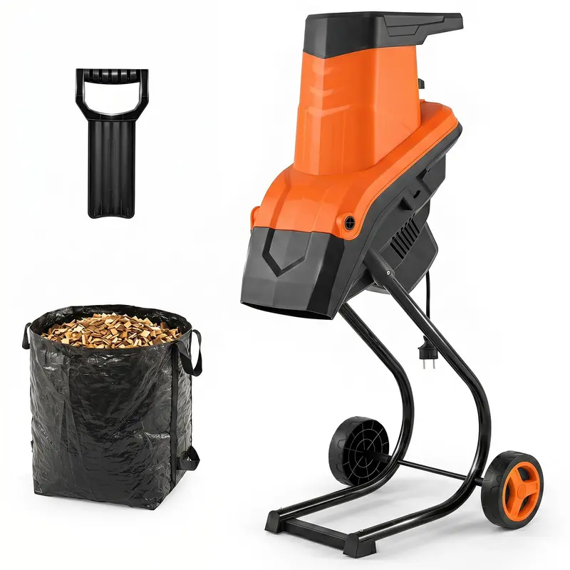 Goplus Elektro-Holzhäcksler und -Shredder mit 15 A, inkl. 50-L-Auffangbeutel und maximaler Schnittdurchmesser von 1,8 Zoll