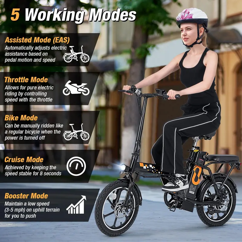 GoPlus Elektrofahrrad für Erwachsene, 16" klappbares E-Bike mit Pedalen, 650 W brushless-Motor, 42 V / 10,4 Ah austauschbare Batterie 2
