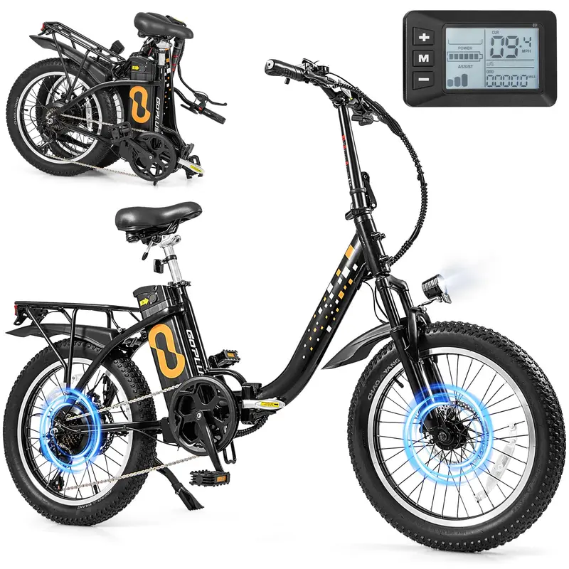 GoPlus Elektrofahrrad für Erwachsene, klappbares E-Bike mit 20-Zoll-Großreifen, 750-W-Brushless-Motor (Spitzenleistung 850 W)