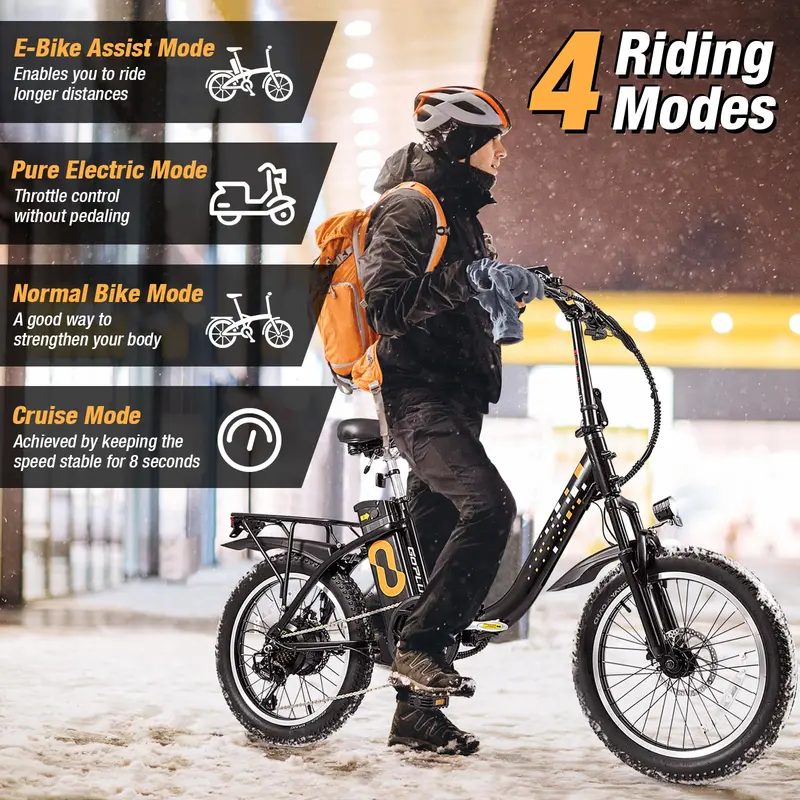 GoPlus Elektrofahrrad für Erwachsene, klappbares E-Bike mit 20-Zoll-Großreifen, 750-W-Brushless-Motor (Spitzenleistung 850 W) 2