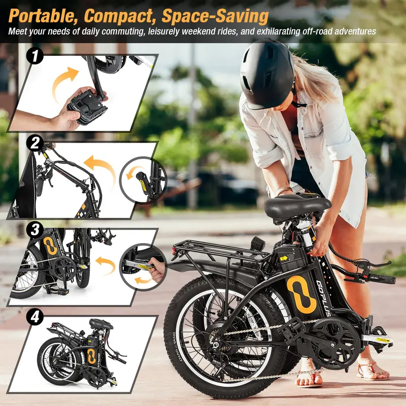 GoPlus Elektrofahrrad für Erwachsene, klappbares E-Bike mit 20-Zoll-Großreifen, 750-W-Brushless-Motor (Spitzenleistung 850 W)