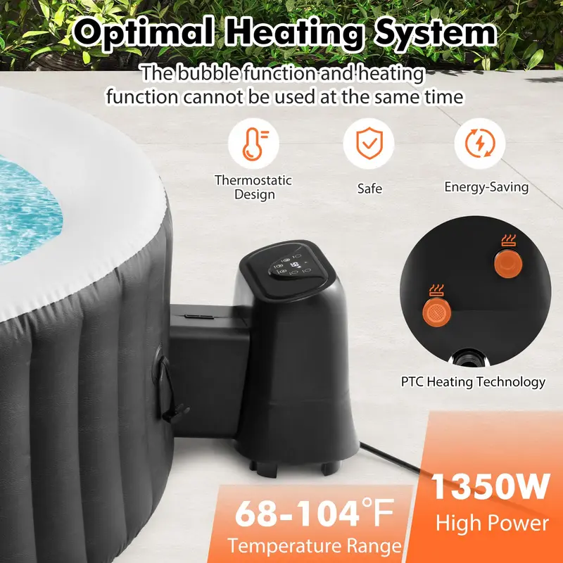 GoPlus Elektroheizpumpe für aufblasbare Whirlpools, 1350 W SPA-Steuerzentrale für Blasenfunktion, Filterung und Heizung
