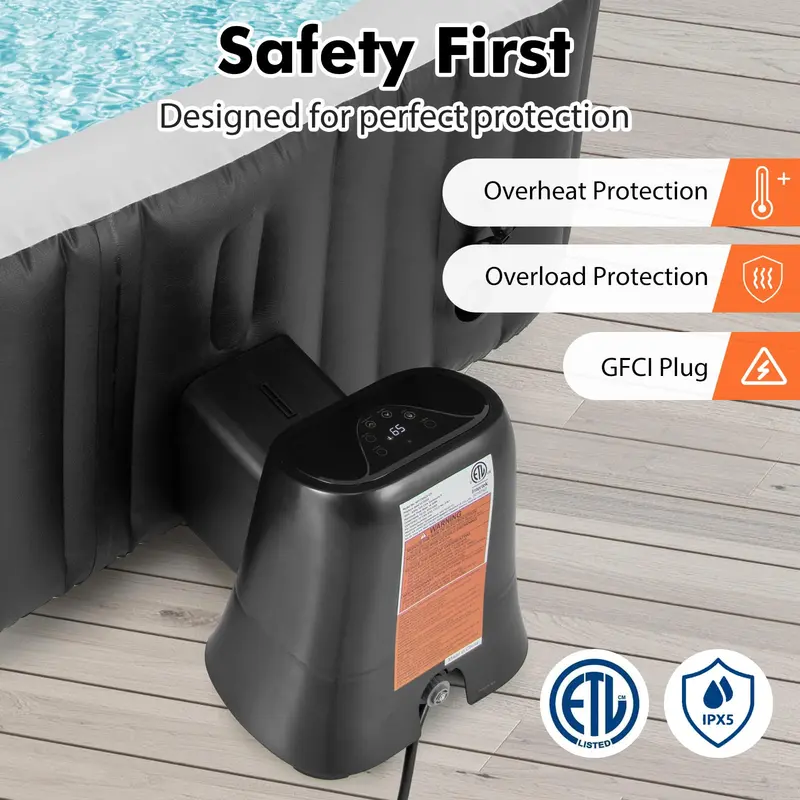 GoPlus Elektroheizpumpe für aufblasbare Whirlpools, 1350 W SPA-Steuerzentrale für Blasenfunktion, Filterung und Heizung