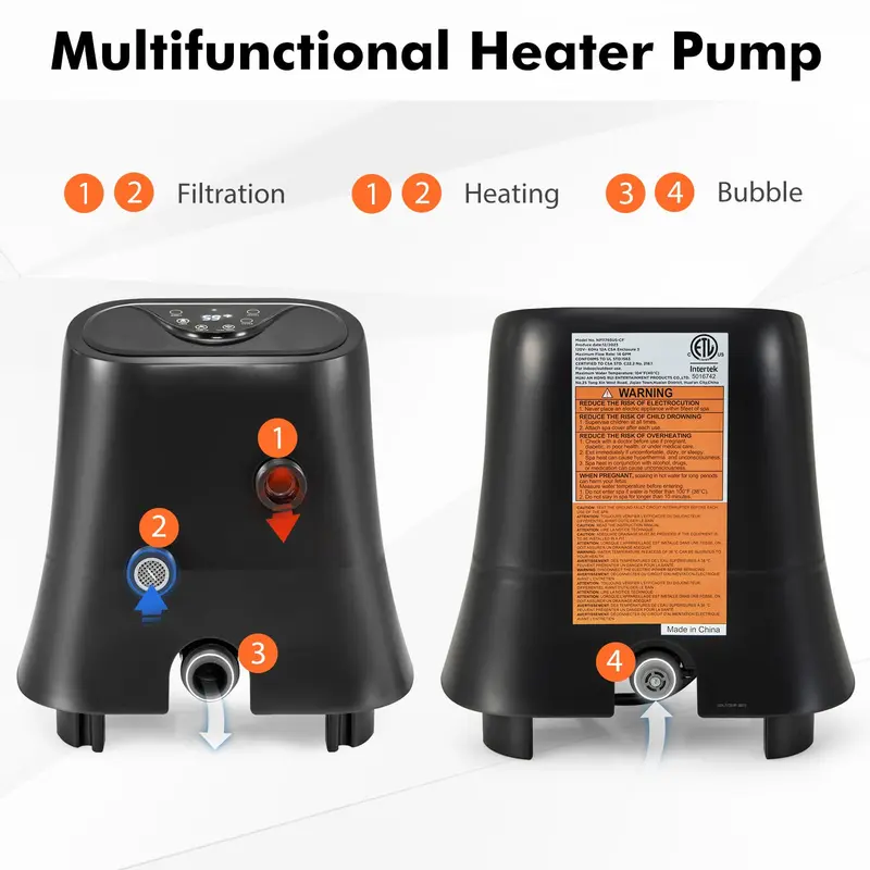 GoPlus Elektroheizpumpe für aufblasbare Whirlpools, 1350 W SPA-Steuerzentrale für Blasenfunktion, Filterung und Heizung