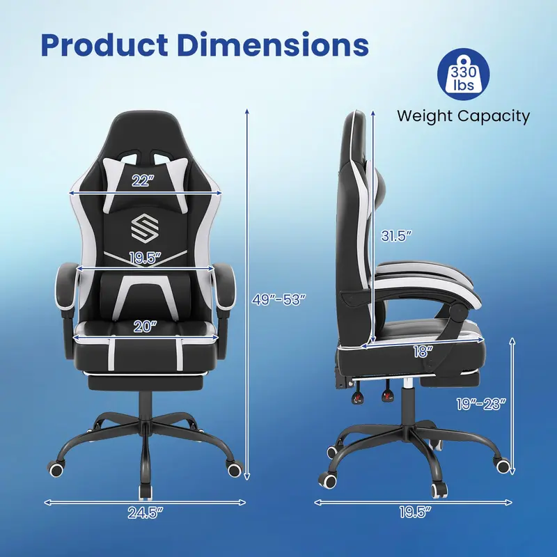 Goplus ergonomischer Computersessel mit Fußstütze, Lendenwirbelstütze und gekoppelten Armlehnen