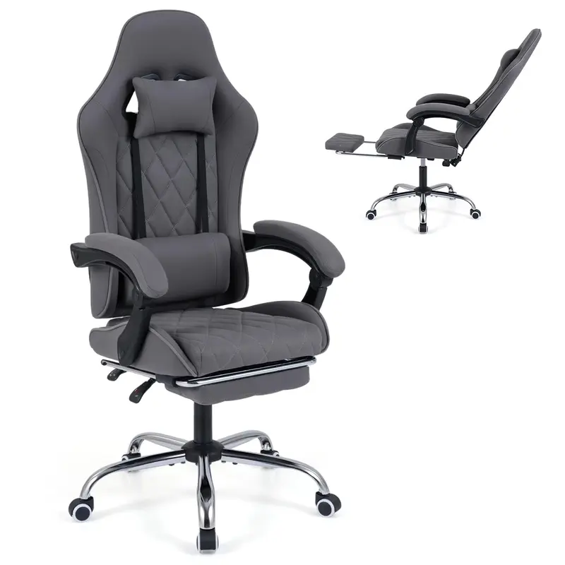 Goplus ergonomischer Gaming-Stuhl mit verbindenden Armlehnen und abnehmbarem Kopfstützkissen für Heimbüro