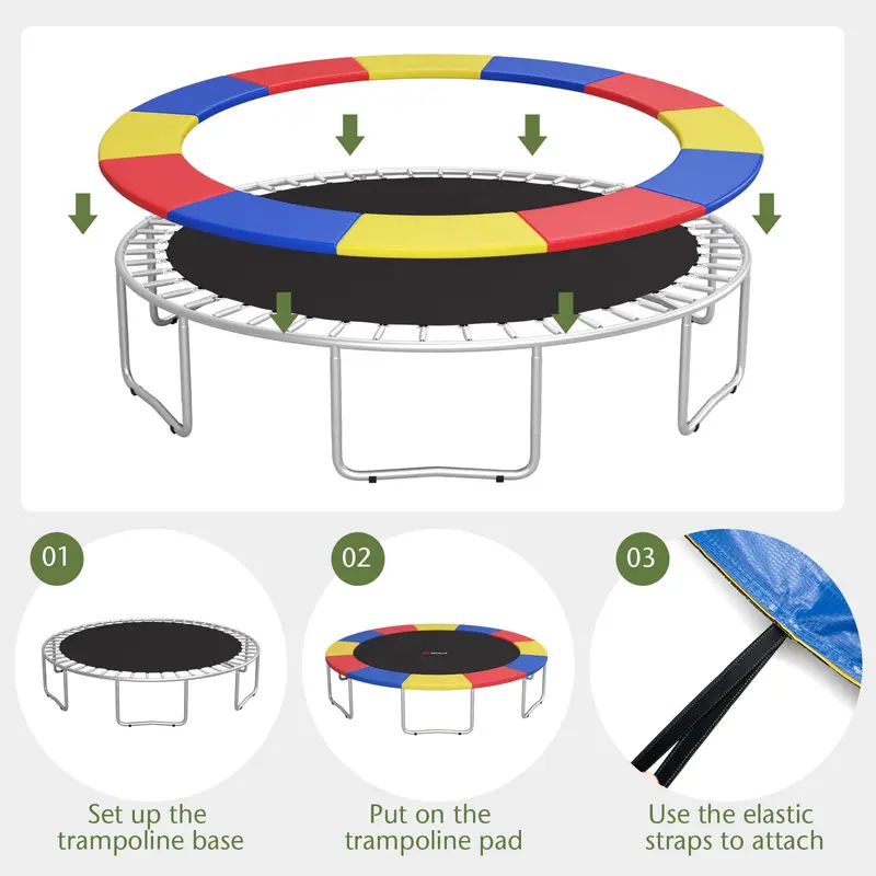 Goplus Ersatz-Trampolin-Schutzpolster, 16 FT, 15 FT, 14 FT, 12 FT, 10 FT, 8 FT – Trampolin-Federabdeckung