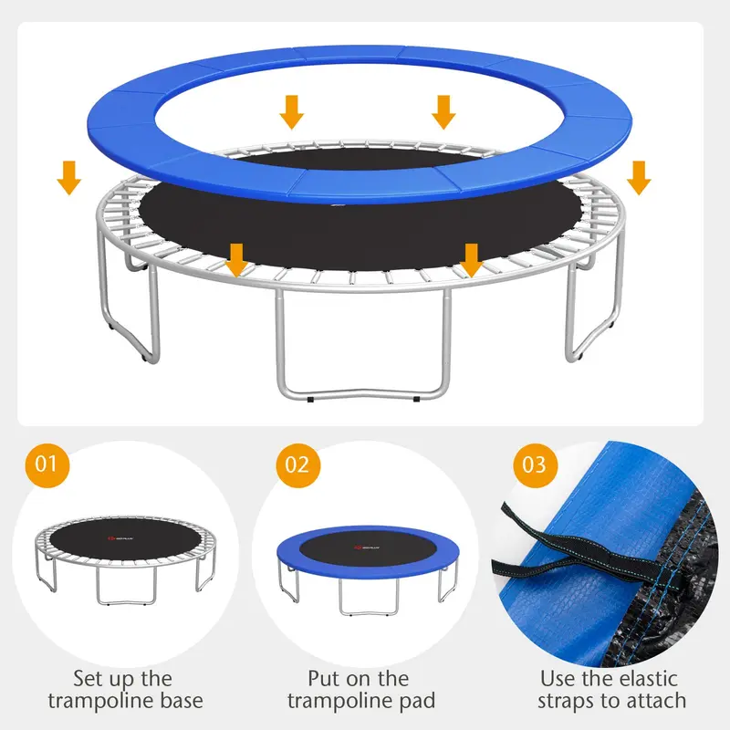 Goplus Ersatz-Trampolin-Schutzpolster, 16 FT, 15 FT, 14 FT, 12 FT, 10 FT, 8 FT – Trampolin-Federabdeckung