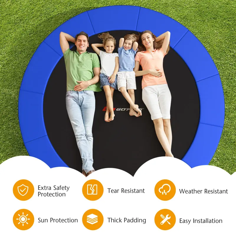Goplus Ersatz-Trampolin-Schutzpolster, 16 FT, 15 FT, 14 FT, 12 FT, 10 FT, 8 FT – Trampolin-Federabdeckung