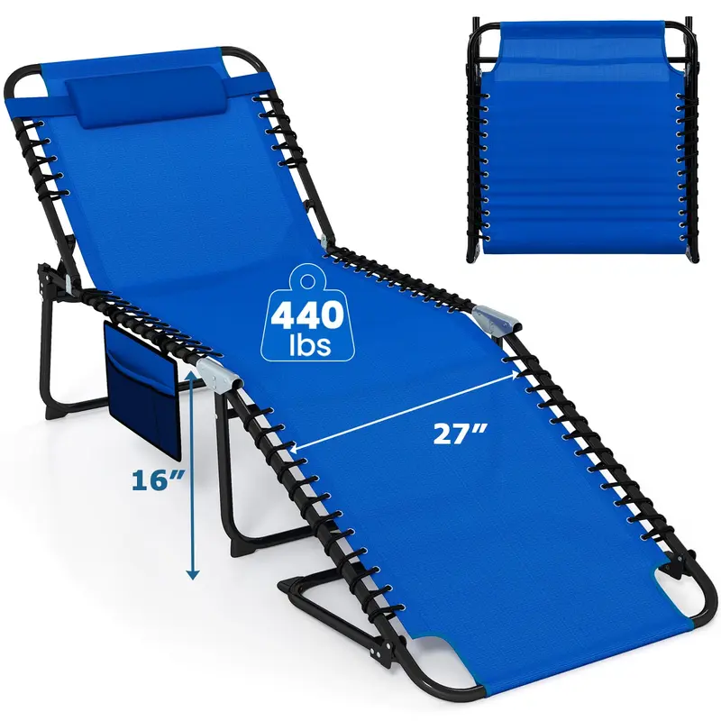 Goplus Extra große Liegestuhl für den Außenbereich, klappbar, mit 5 Positionen zum Sonnenbaden
