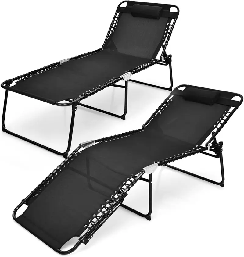 Goplus Extra große Liegestuhl für den Außenbereich, klappbar, mit 5 Positionen zum Sonnenbaden